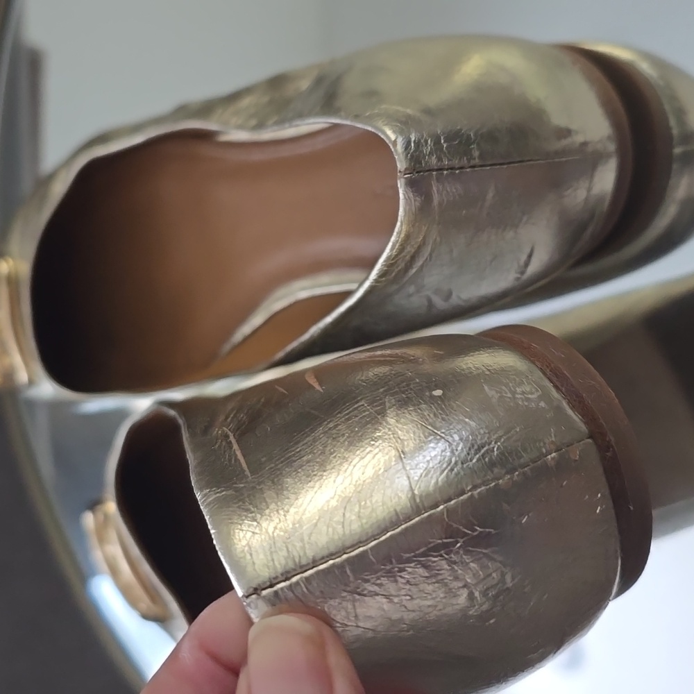 Tory Burch Gold Flats with Square Buckle #7 - Picture 3 of 4